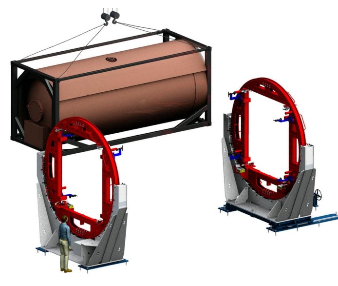 CAD-Visualisierung einer HENKON Dreh- und Hebevorrichtung